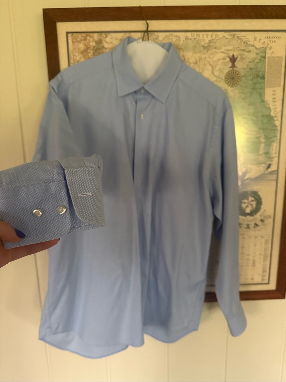 David Donahue Light Blue Men's Dress Shirt - Point Collar